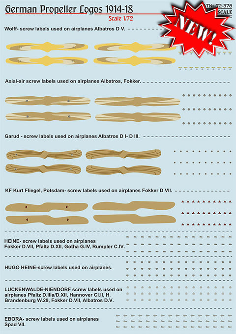 Print Scale 72-378 1/72 Logos of German propellers of World War 1