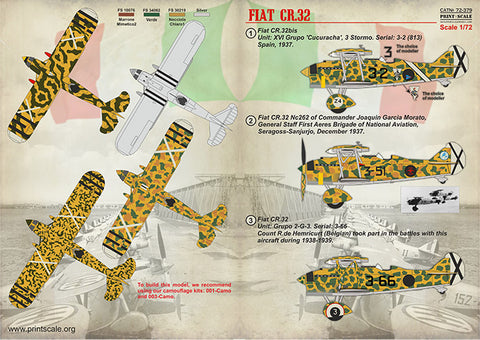 Print Scale 72-379 1/72 Fiat Cr.32 Spanish Civil War