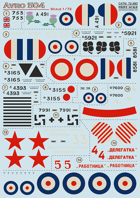 Print Scale 72-380 1/72 Avro-504