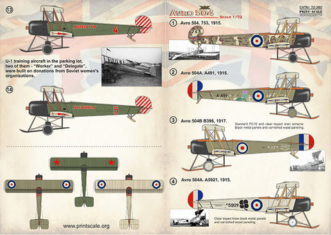 Print Scale 72-380 1/72 Avro-504