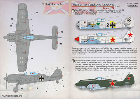 Print Scale 72-393 1/72 FW-190 in Foreign Service Part 1