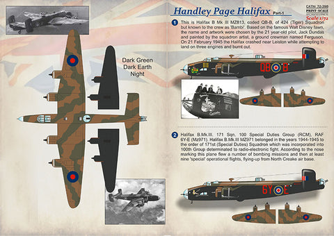 Print Scale 72-398 1/72 Handley Page Halifax Part 1