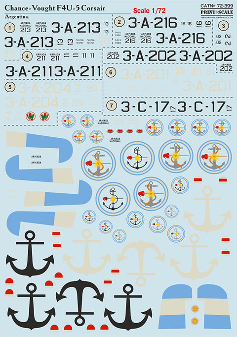 Print Scale 72-399 1/72 Chance-Vought F4U Corsair. Argentina.
