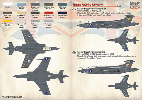 Print Scale 72-401 1/72 Hawker Siddeley Buccaneer Part 1 The complete set 1,5 leaf