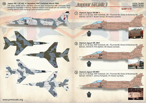 Print Scale 72-405 1/72 SEPECAT Jaguar GR.1 / GR.3 RAF Gulf War 72-405 Scale 1/72