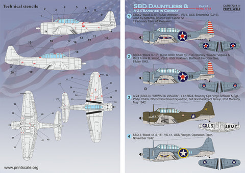 Print Scale 72-411 1/72 SBD Dauntless & A-24 Banshee in combat Part 1