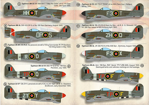 Print Scale 72-415 1/72 Hawker Tyhoon Mk.Ib The complete set 2 leaf