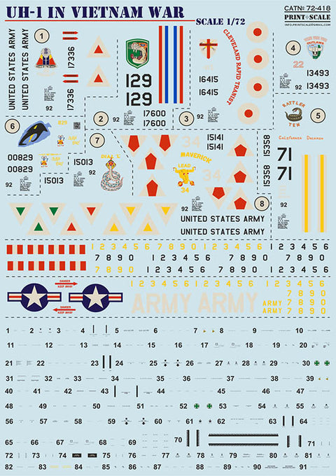 Print Scale 72-418 1/72 UH-1 in Vietnam War