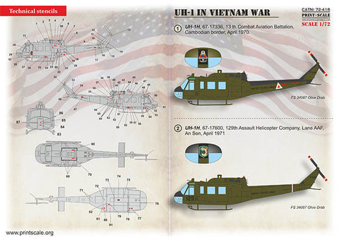 Print Scale 72-418 1/72 UH-1 in Vietnam War