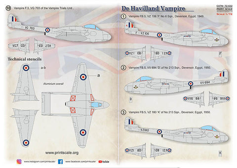 Print Scale 72-422 1/72 De Havilland FB Vampire