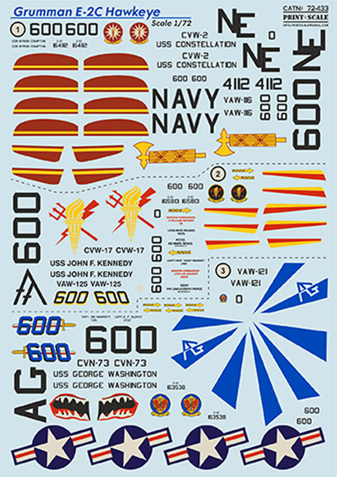 Print Scale 72-433 1/72 Grumman E-2C Hawkeye Part 2 The complete set 1,5 leaf