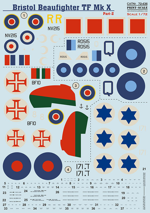 Print Scale 72-436 1/72 Bristol Beaufighter Mk.X Part 2