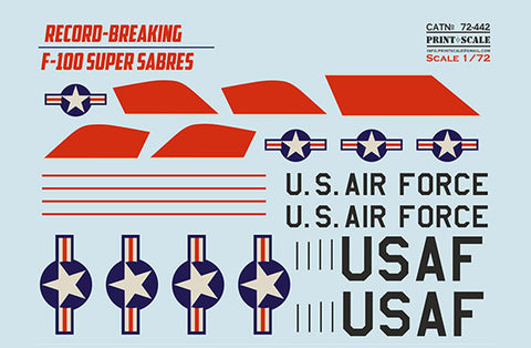 Print Scale 72-442 1/72 Record-Breaking F-100 Super Sabre The complete set 1,5 leaf