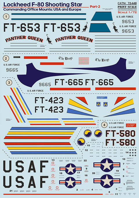 Print Scale 72-448 1/72 Lockheed F-80. Commanding office mounts: USA & Europe Part 2