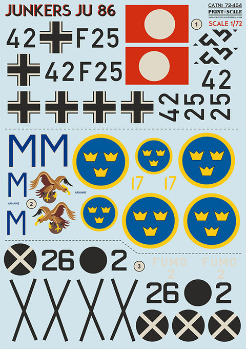 Print Scale 72-454 1/72 Junkers JU 86