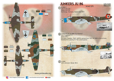 Print Scale 72-454 1/72 Junkers JU 86