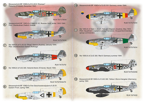 Print Scale 72-455 1/72 Messerschmitt Bf 109G-6 WWII Luftwaffe Markings 72-455 Scale 1/72 The complete set 1,5 leaf