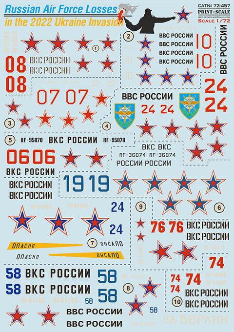 Print Scale 72-457 1/72 Russian Air Forces Losses in the 2022 Ukraine Invasion