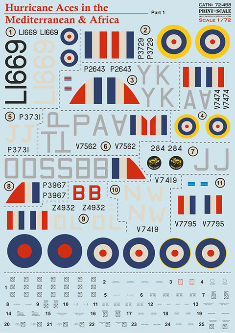 Print Scale 72-458 1/72 Hurricane Aces Mediterranean Africa Part 1 72-458 Scale 1/72