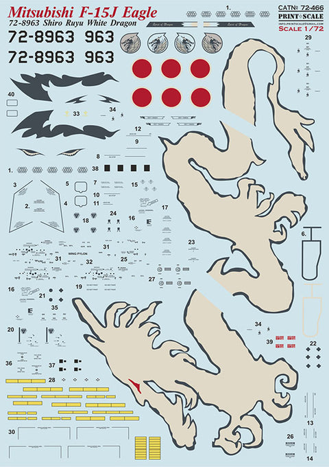 Print Scale 72-466 1/72 F-15 Mitsubishi F-15J Eagle White Dragon