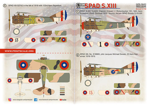 Print Scale 72-471 1/72 SPAD S.XIII