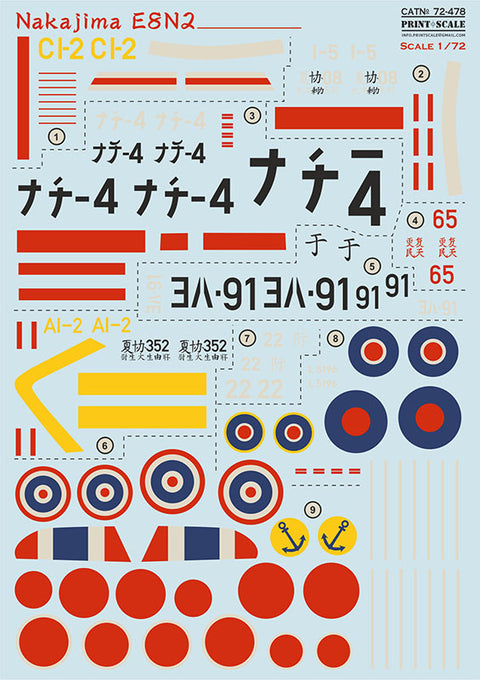 Print Scale 72-478 1/72 Nakajima E8N2 72-478 Scale 1/72