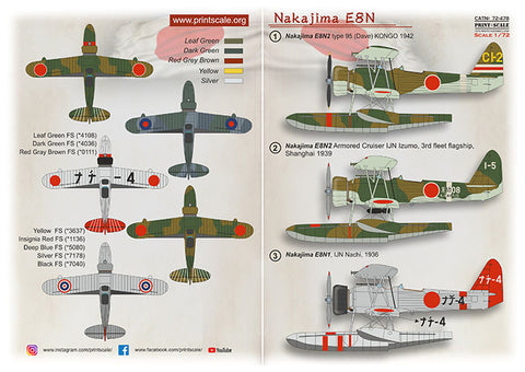 Print Scale 72-478 1/72 Nakajima E8N2 72-478 Scale 1/72