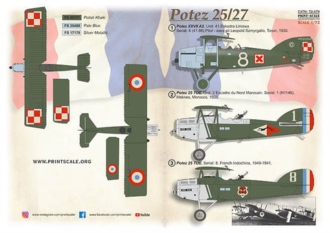 Print Scale 72-479 1/72 Potez 25/27 72-479 Scale 1/72
