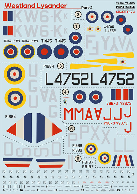 Print Scale 72-480 1/72 Westland Lysander Part 2 72-480 Scale 1/72