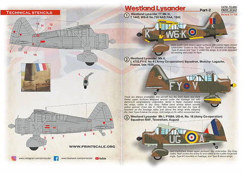Print Scale 72-480 1/72 Westland Lysander Part 2 72-480 Scale 1/72