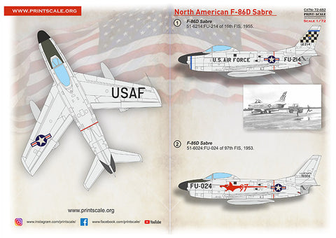 Print Scale 72-482 1/72 North American F-86D Sabre 72-482 Scale 1/72