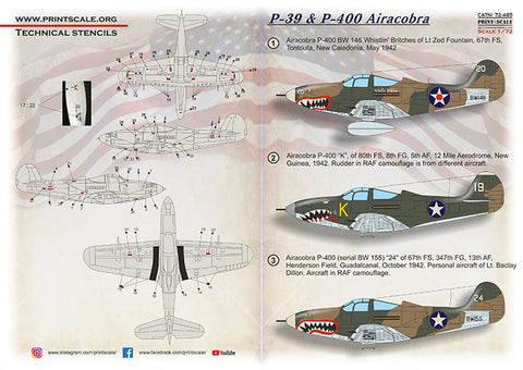 Print Scale 72-485 1/72 Bell P-39 Airacobra 72-485 Scale 1/72