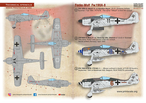 Print Scale 72-487 1/72 Focke-Wulf Fw 190A-8 72-487 Scale 1/72