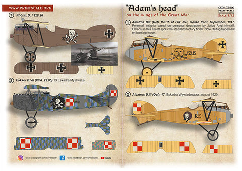 Print Scale 72-490 1/72 "Adam’s Head" on the Wings of the Great War 72-490 Scale 1/72