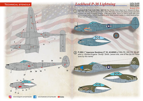 Print Scale 72-499 1/72 Lockheed P-38 Lightning 72-499 Scale 1/72