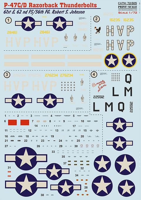 Print Scale 72-505 1/72 P-47 C/D Razorback Robert S. Johnson 72-505 Scale 1/72