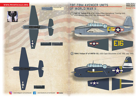 Print Scale 72-511 1/72 TBF-TBM Avenger Units of World War II 72-511 Scale 1/72