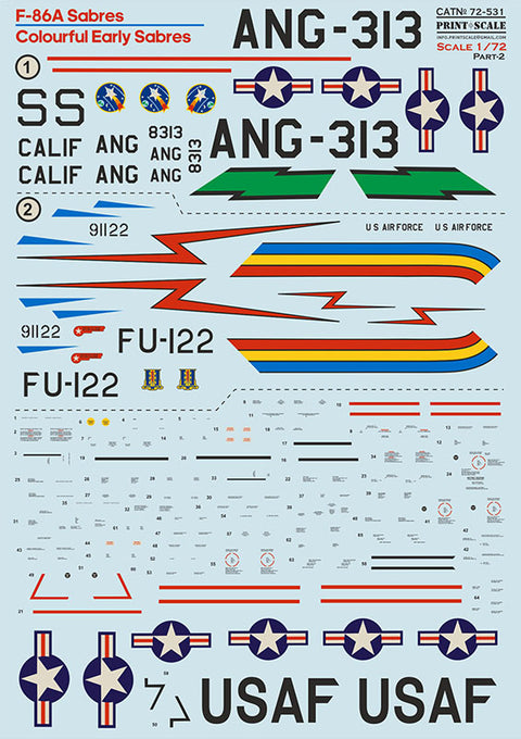 Print Scale 72-531 1/72 F-86A Sabres Colourful Early Sabres Part 2 Scale 1/72