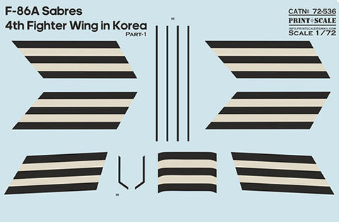 Print Scale 72-536 1/72 F-86A Sabres. Part1: 4th Fighter Wing in Korea. Part 1