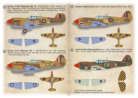 Print Scale 72-541 1/72 Curtiss P-40 Warhawk/Tomahawk/Kittyhawk 72-541 Scale 1/72