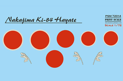 Print Scale PSM72014 1/72 Nakajima Ki-84 Hayate Painting Mask & Decals PSM72014 Scale 1/72