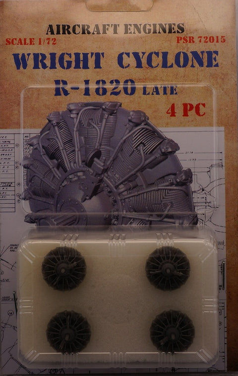 Print Scale PSR72015 1/72 Wright Cyclone R-1820 Late Aircraft Engines The complete set 4 piece PSR72015 1/72