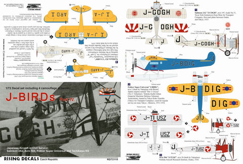 Rising Decals 72-115 1/72 J-BIRDs IV. Camouflage schemes and decals for Japanese civil aircraft (decals for 4 a/c)