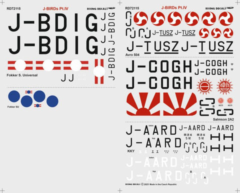 Rising Decals 72-115 1/72 J-BIRDs IV. Camouflage schemes and decals for Japanese civil aircraft (decals for 4 a/c)