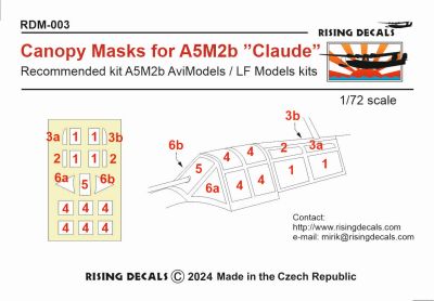 Rising Decals RDM-003 1/72 Canopy mask for A5M2b "Claude" (For AviModels / LF Models)