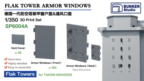 Bunker Studio SP6004A 1/350 Flak Tower I Armor Windows(for Takom 6004/6005)