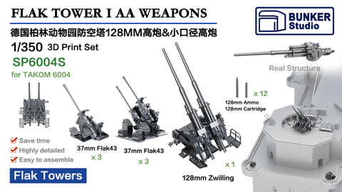 Bunker Studio SP6004S 1/350 Flak Tower I Zoo Tower AA Weapons(for Takom 6004)