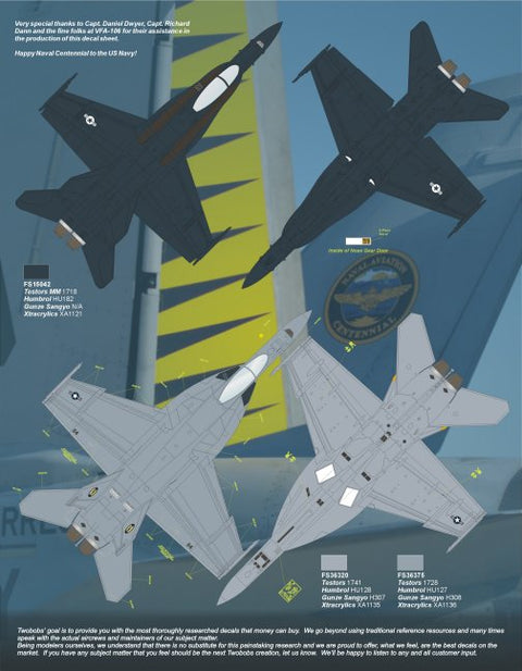 Two Bobs 48-228 1/48 F/A-18C Hornet, F/A-18E Super Hornet, VFA-106, US Navy 100th Anniversary paint scheme