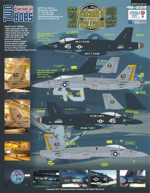 Two Bobs 48-228 1/48 F/A-18C Hornet, F/A-18E Super Hornet, VFA-106, US Navy 100th Anniversary paint scheme