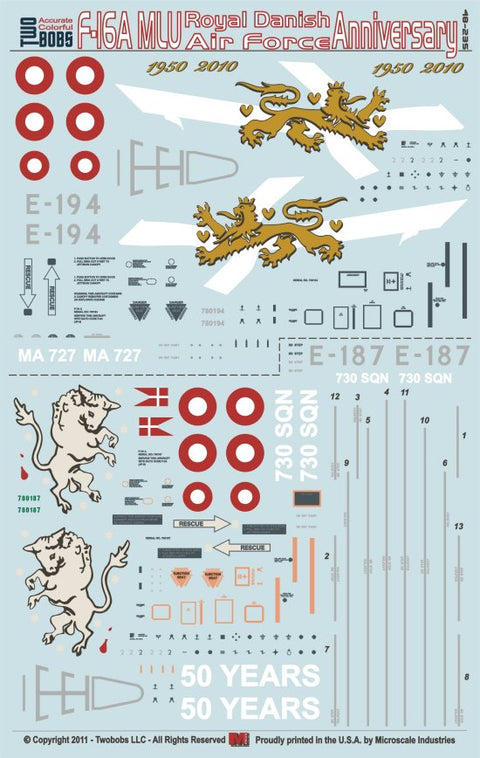 Two Bobs 48-235 1/48 Danish Air Force Fighter Squadron 730 50th Anniversary Markings
